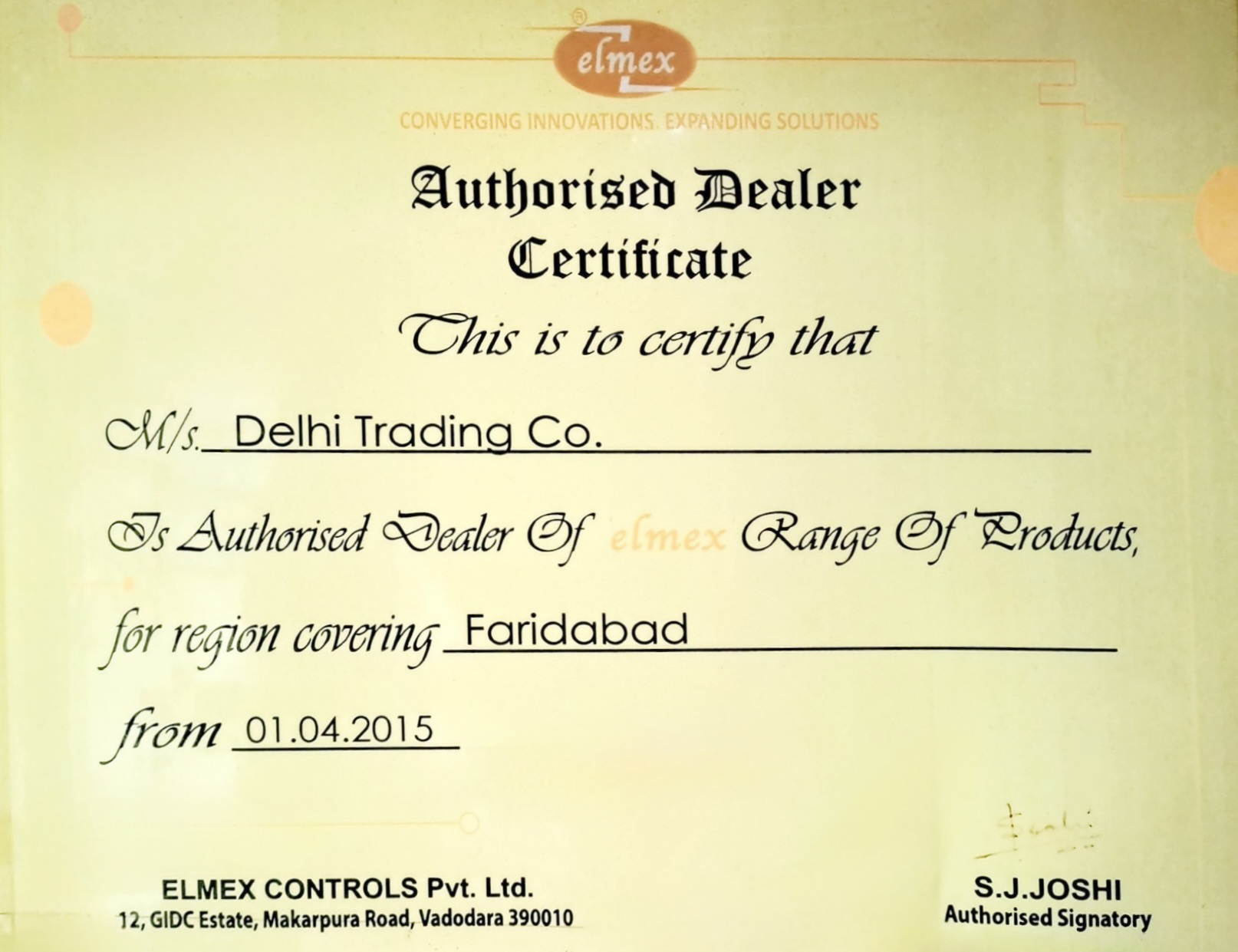 Elmex Certificate